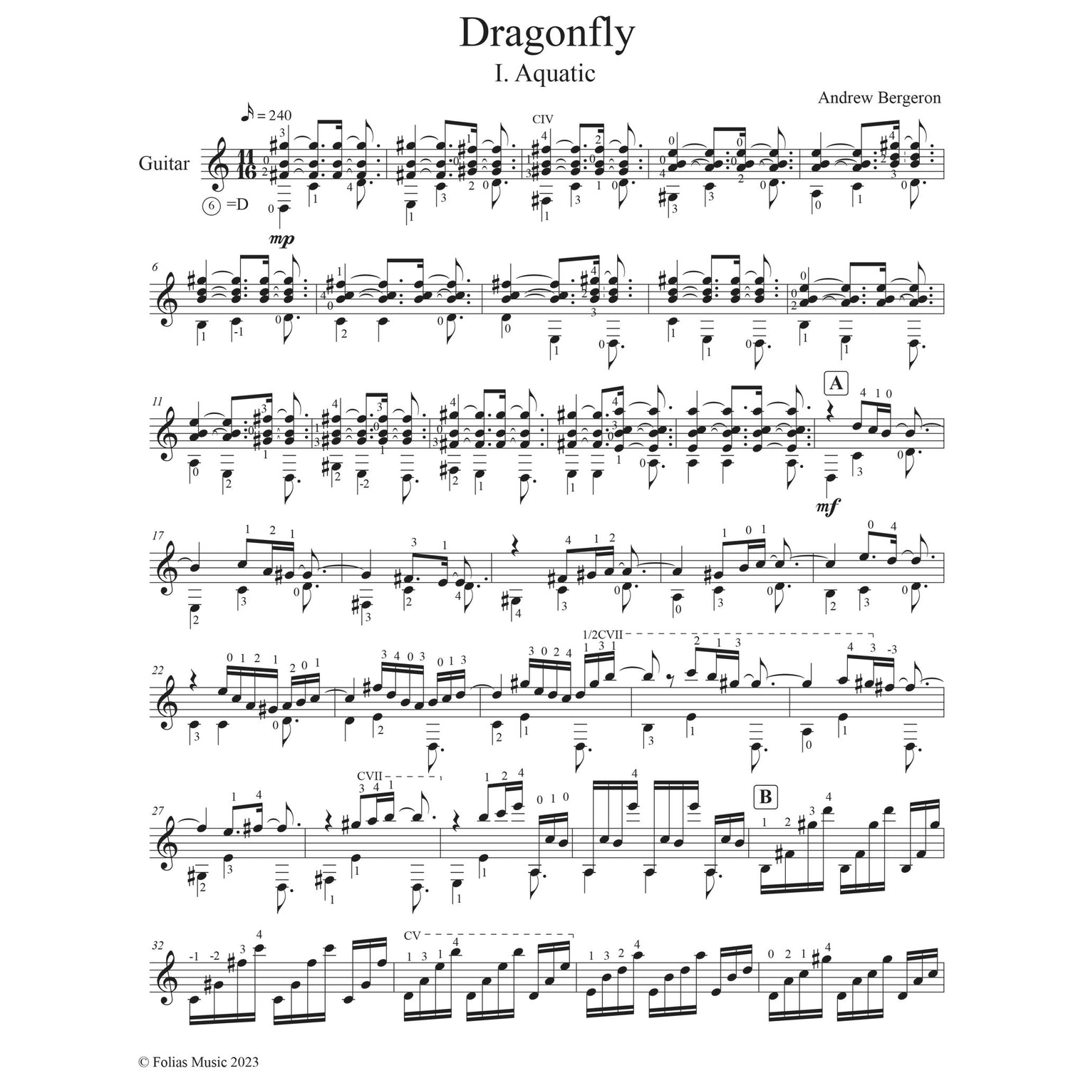 Dragonfly Sheet Music